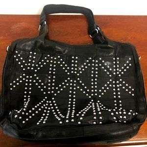Amerileather studded tote should bag black leather silver studs